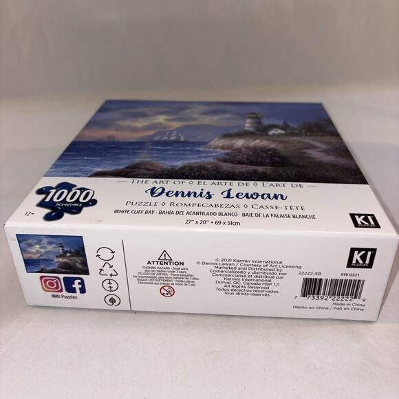 Dennis Lewan Art Puzzle White Cliff Bay Lighthouse Cottage Karmin 1000pc NEW - Picture 5 of 6